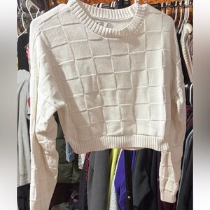 🤍 Hollister Cream Textured Cropped Sweater – Size S 🤍